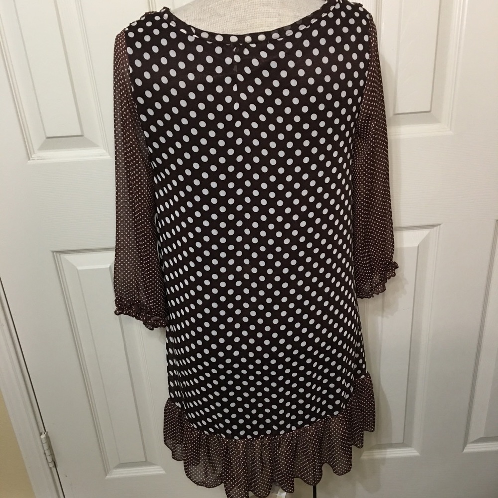 Urban Mango Brown Sheer Dress - Picture 2 of 7